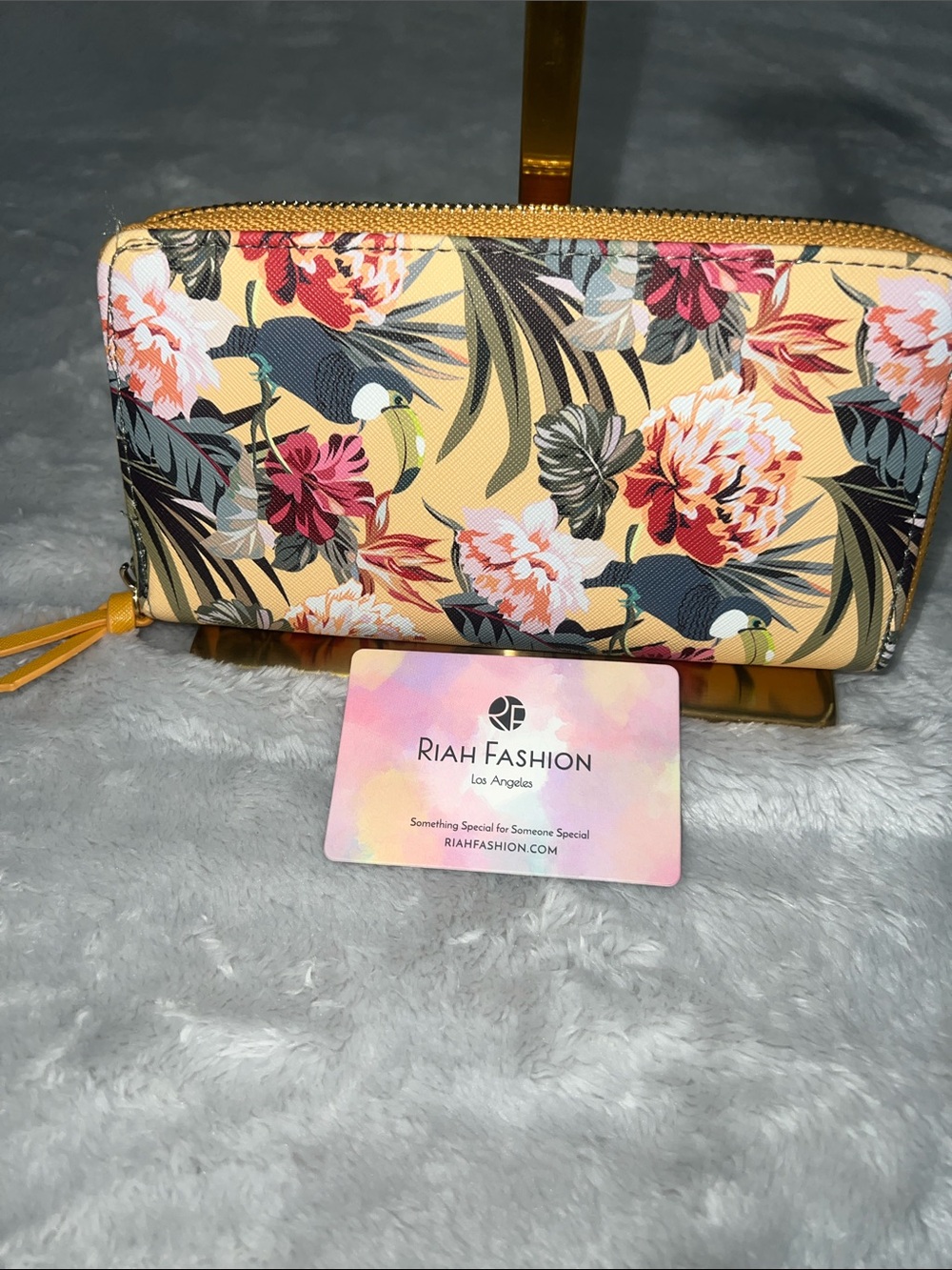 Riah Fashion Toucan Floral Print Zipper Wallet - NEW
